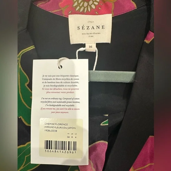 Sézane - Chemise Florence - Fleurs du Japon Print - US Size 4 - NWT - Picture 3 of 3